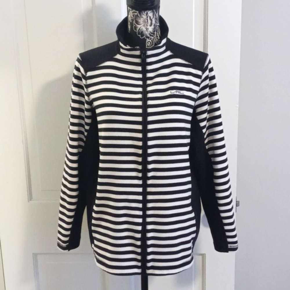 🖤Lauren Ralph Lauren🖤 - Black/White Striped Full-Zip Jacket